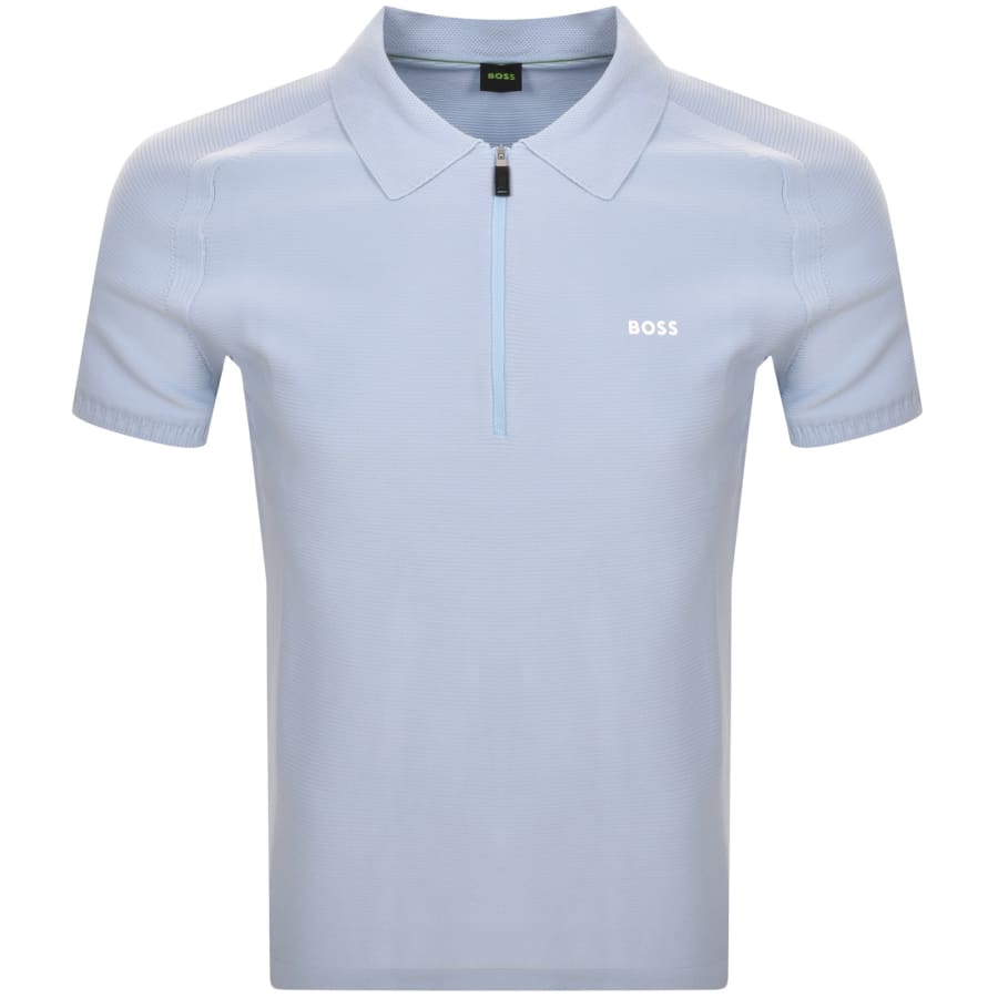 BOSS Zayno Half Zip Polo T Shirt Blue